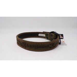 New Harley Davidson Leather Dog Collar Logo Flames 20" Buckle Closure